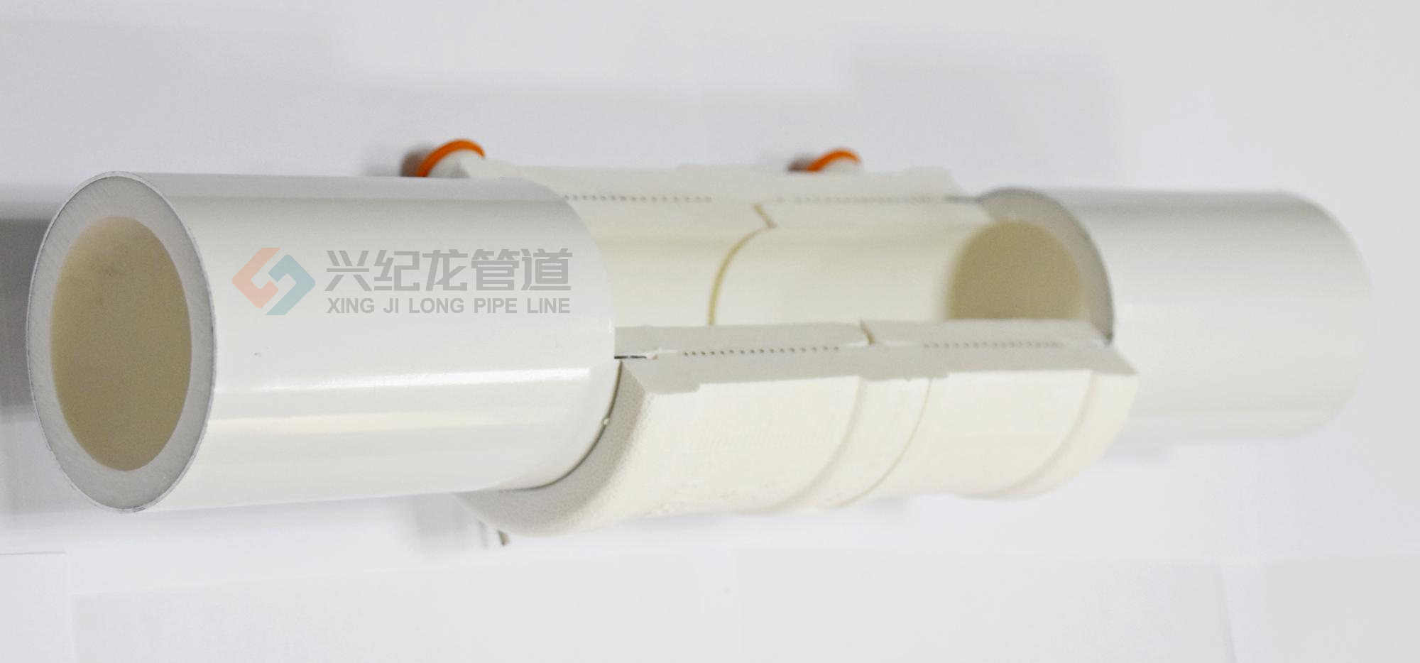 “興紀龍”鋁合金襯塑管材管件電熔連接剖麵圖